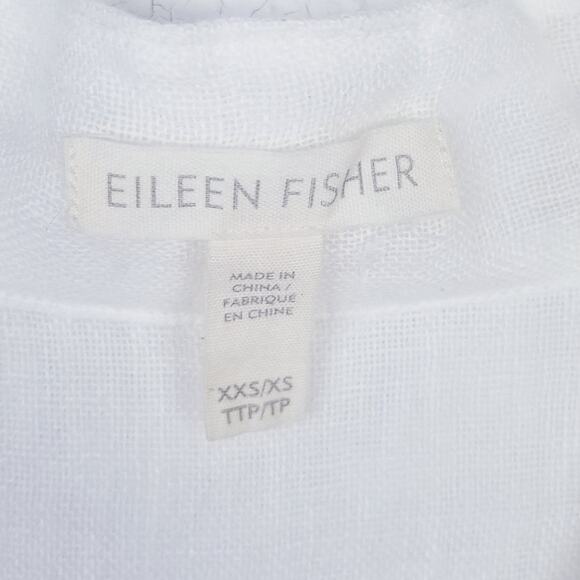 EILEEN FISHER Tunic 100% Organic Linen Loose Weave White V-neck - XS - Picture 7 of 8